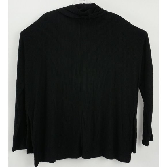 Status by Chenault Women's Small Oversized Black Front Seam Cowl Poncho Sweater - Picture 2 of 9